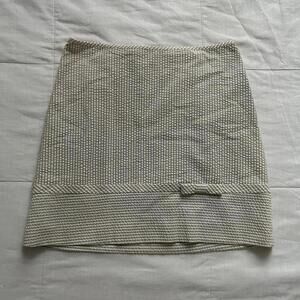 Y2K Tan and cream seersucker skirt with bow detail and polka dot lining Size 6